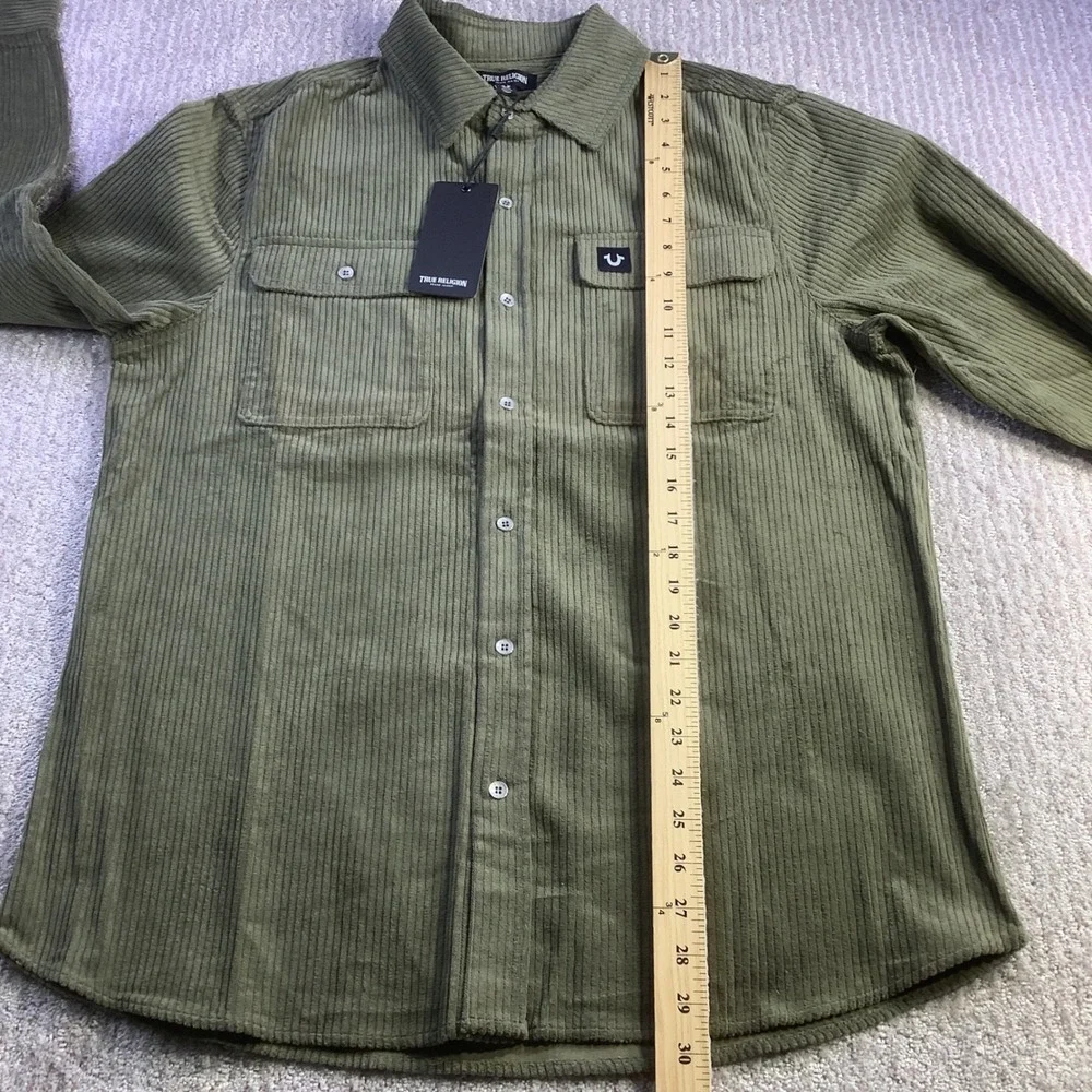 True Religion Mens LS Curve PKT TN Corduroy Workwear Shirt Kalamata Size M NWT